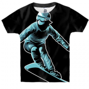 Детская 3D футболка с синим сноубордистом