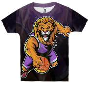 Детская 3D футболка со львом баскетболистом
