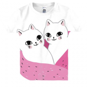 Детская 3D футболка с котами в шарфике