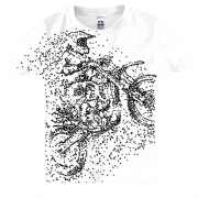 Детская 3D футболка с распадающимся мотоциклистом
