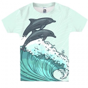 Детская 3D футболка с дрейфующими дельфинами