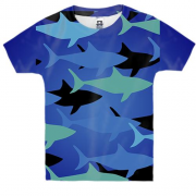 Детская 3D футболка с силуэтами рыб