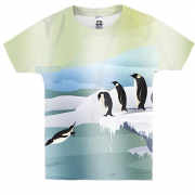 Детская 3D футболка с пингвинами на льдине