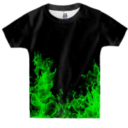 Дитяча 3D футболка зелений Вогонь