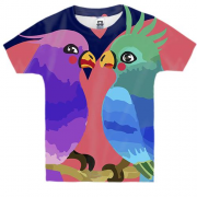 Детская 3D футболка Влюбленные птицы