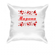 Подушка с сердечками и именем "Марина"