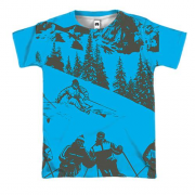 3D футболка Лыжники на горе