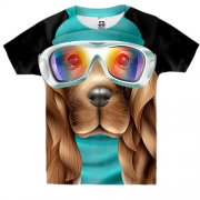 Детская 3D футболка Собака в лыжной маске