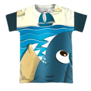 3D футболка Big shark and Small ship