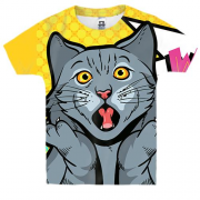 Детская 3D футболка Cat Wow Pop Art