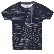 Детская 3D футболка Sea Landscape Line Art