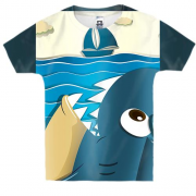 Детская 3D футболка Big shark and Small ship