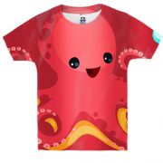 Детская 3D футболка с красным осьминогом