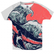 Детская 3D футболка с китом и волнами