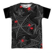 3D футболка с паутиной и красными пауками