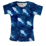 Жіноча 3D футболка Blue fish pattern