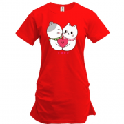 Подовжена футболка закохані котики.