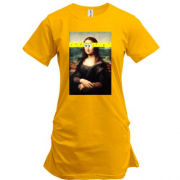 Подовжена футболка Мона Ліза з очима Губки Боба.