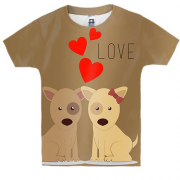 Детская 3D футболка с влюбленными собаками