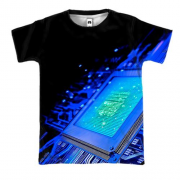 3D футболка Голубая микросхема