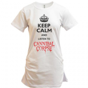 Подовжена футболка Keep Calp and listen to Cannibal Corpse