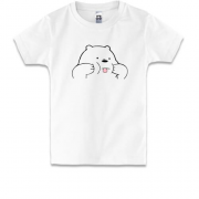 Дитяча футболка Білий ведмедик показує язика