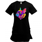 Удлиненная футболка Dog multicolor art
