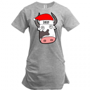 Удлиненная футболка 2021 с мордой быка