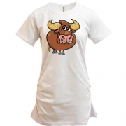 Удлиненная футболка с бычком
