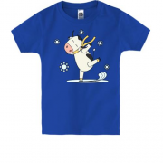 Детская футболка бычок со снежинками