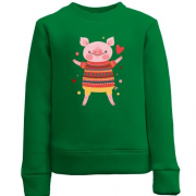 Детский свитшот со свинкой в новогоднем свитере