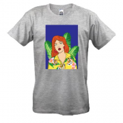 Футболка Redhead girl with leaves
