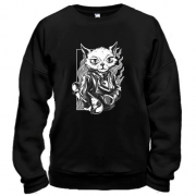 Свитшот Cat with skate black and white