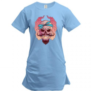 Подовжена футболка Skull with mustache