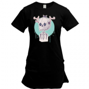 Подовжена футболка Skull with horns