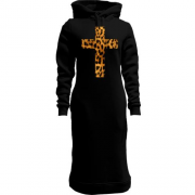Женская толстовка-платье с леопардовым крестом