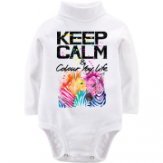 Детский боди LSL Keep calm and colour your life с цветными зебра
