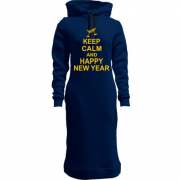 Женская толстовка-платье Keep calm and Happy New Year