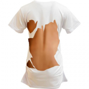 Подовжена футболка з порваной спиною