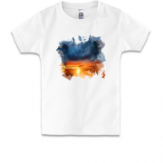Дитяча футболка "Захід сонця в акварелі"