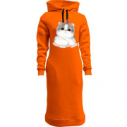 Женская толстовка-платье с котиком (помидор на голове)