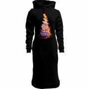 Женская толстовка-платье с новогодней елкой в огнях