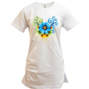 Подовжена футболка з орнаментом із квітів (2)
