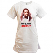 Подовжена футболка You're good but i'm Crowley