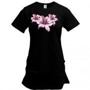 Подовжена футболка з фіолетовими квітами