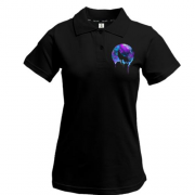 Жіноча футболка-поло з вовком виючим на космос