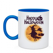 Чашка с ведьмой на метле "Happy Halloween"