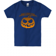 Детская футболка с надписью "Halloween" и злой тыквой