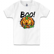 Детская футболка с ужасной тыквой "BOO!"