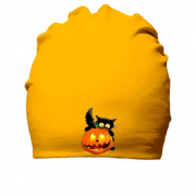 Хлопковая шапка с тыквой и котом